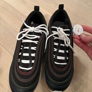 Nike Air Max 97; Black with colored stitching; size 7.5